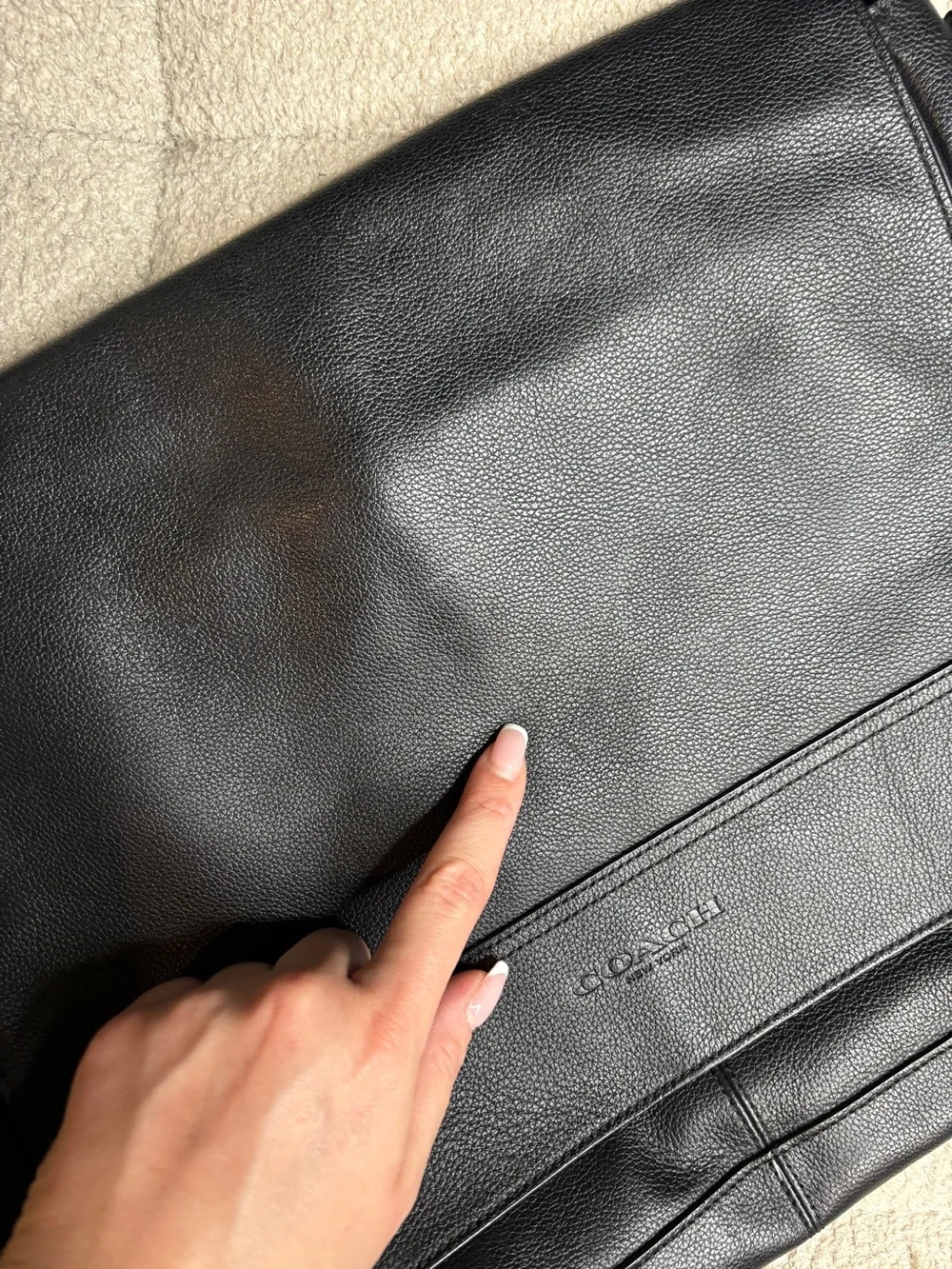 Coach Houston Messenger Leather Laptop Bag Black